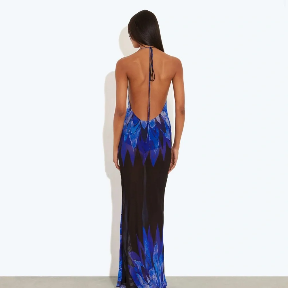 Rat & Boa Vibrant Blue and Black Backless Dress - Picture 2 of 2